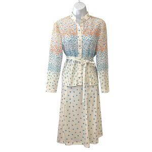 Vintage Hal Ferman Floral Skirt Set Cottagecore Grannycore Modest 2 Piece Oufit